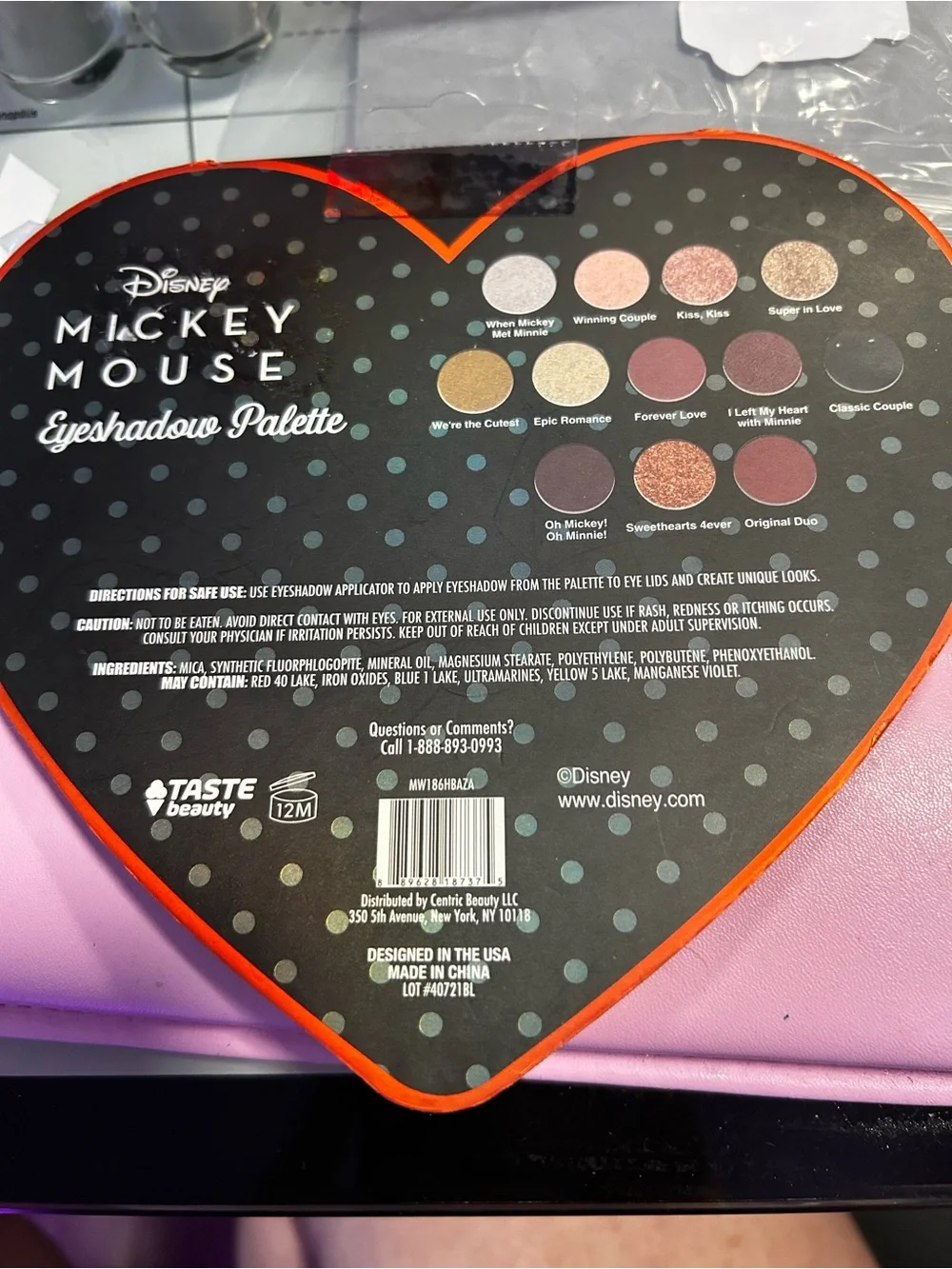 Disney Mickey Mouse Heart-Shaped Red & Black Eyeshadow Palette